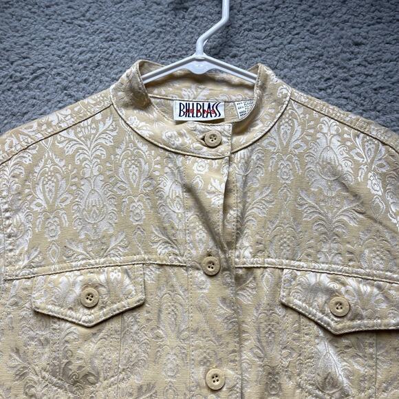 Vintage Bill Blass Jacket Shirt Womens Medium Beige Button Up - Picture 8 of 16